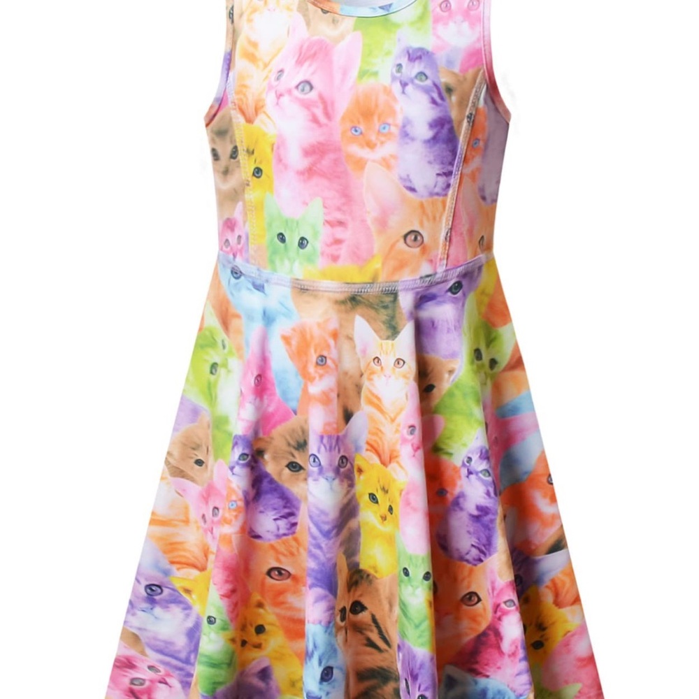 Colorful Cat Print Dress